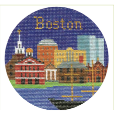 Boston 4 1/4" Travel Round Needlepoint Canvas - KC Needlepoint
