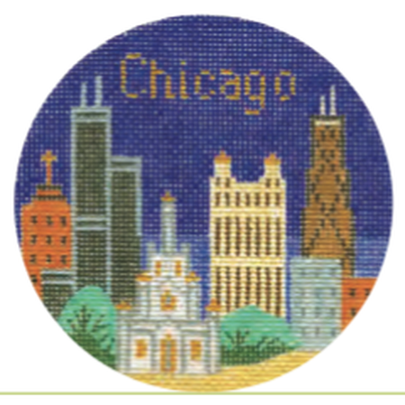 Chicago 4 1/4" Travel Round Needlepoint Canvas - KC Needlepoint