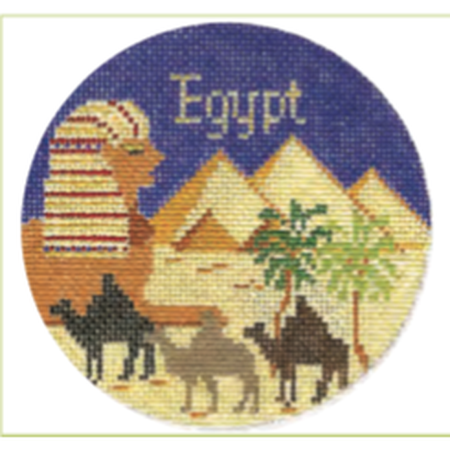 Egypt 4 1/4" Travel Round Needlepoint Canvas - KC Needlepoint
