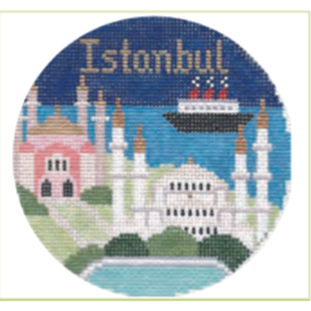 Istanbul 4" Travel Round Ornament Canvas - KC Needlepoint