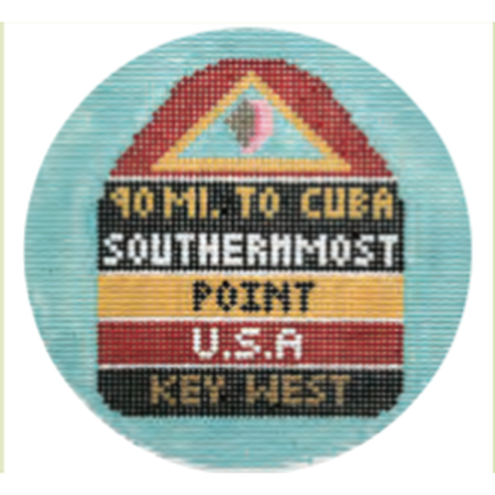 Key West 4 1/4" Travel Round Needlepoint Canvas - KC Needlepoint