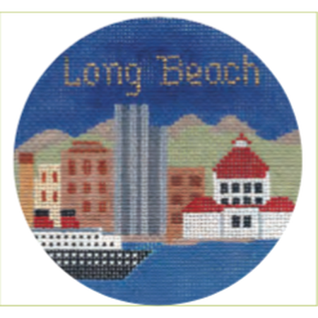 Long Beach 4 1/4" Travel Round Needlepoint Canvas - KC Needlepoint