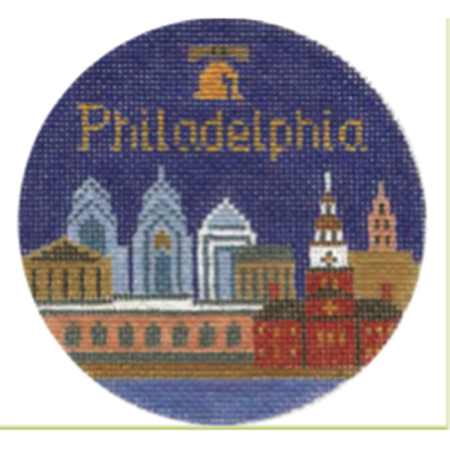 Philadelphia 4 1/4" Travel Round Needlepoint Canvas - KC Needlepoint