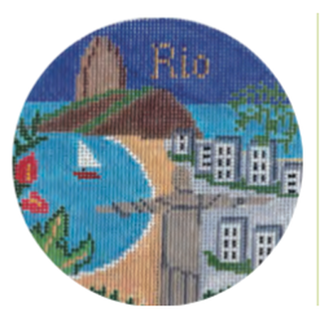 Rio 4 1/4" Travel Round Needlepoint Canvas - KC Needlepoint