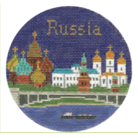 Russia 4 1/4" Travel Round Canvas - KC Needlepoint