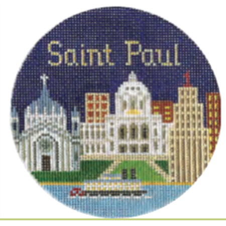 St. Paul 4 1/4" Travel  Round Needlepoint Canvas - KC Needlepoint