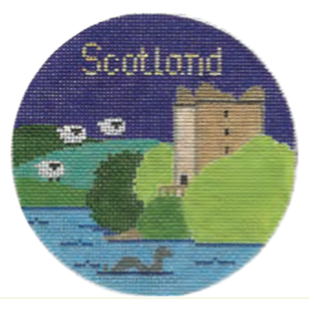 Scotland 4 1/4" Travel Round Needlepoint Canvas - KC Needlepoint