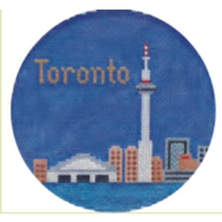 Toronto 4 1/4" Travel Round Needlepoint Canvas - KC Needlepoint