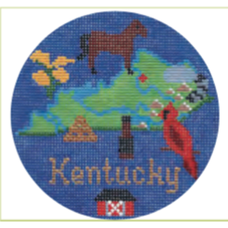 Kentucky 4 1/4" Travel Round Needlepoint Canvas - KC Needlepoint