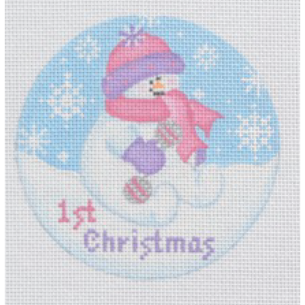 Baby Snowgirl Ornament Canvas - KC Needlepoint