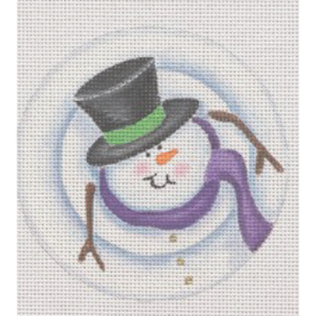 Stacked Snowman Sam Ornament Canvas - KC Needlepoint