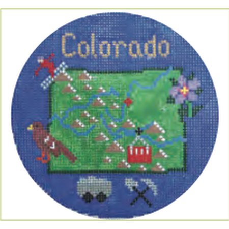 Colorado 4 1/4" Travel Round Needlepoint Canvas - KC Needlepoint