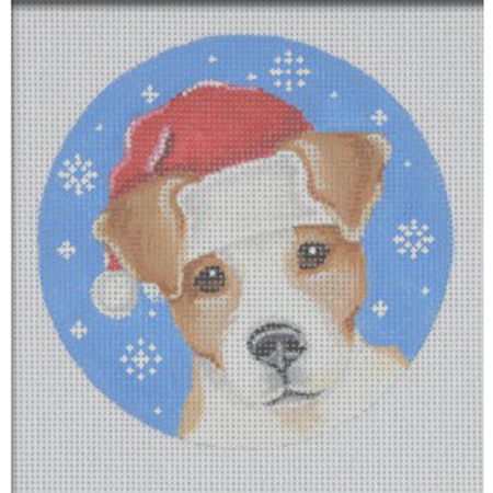 Jack Russell Santa Ornament Canvas - KC Needlepoint