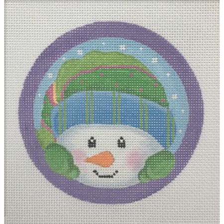 Peeking Snowman Ornament Canvas - KC Needlepoint