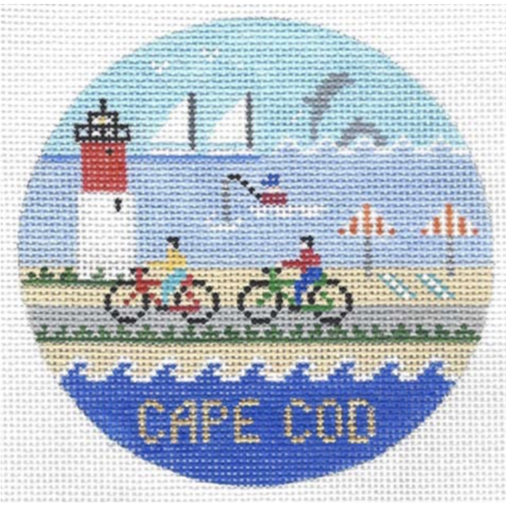 Cape Cod Travel Round Needlepoint Canvas - KC Needlepoint