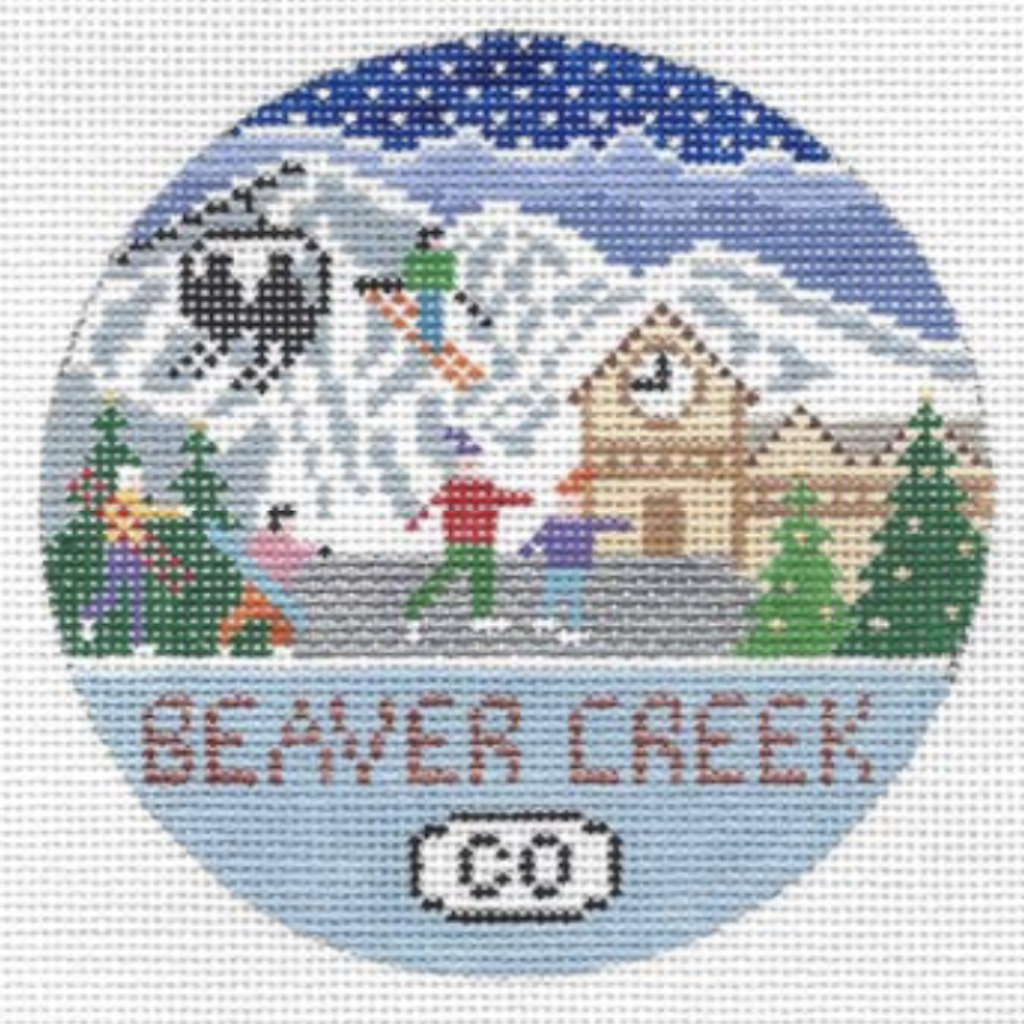 Beaver Creek Travel Round Needlepoint Canvas - KC Needlepoint