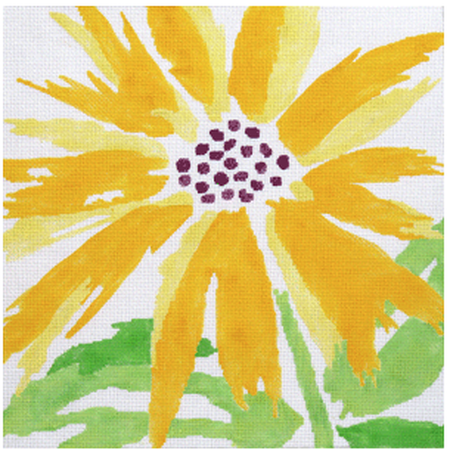 Yellow Splash Flower Canvas - KC Needlepoint