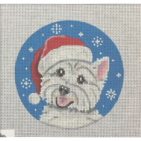 Westie Santa Ornament Canvas - KC Needlepoint