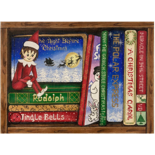 Christmas Books Canvas - KC Needlepoint