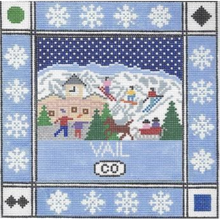 Vail Square Canvas - KC Needlepoint