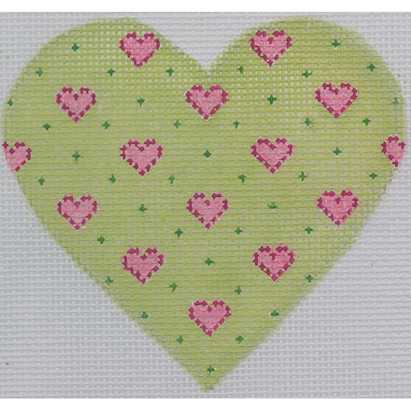 Lime Heart Canvas - KC Needlepoint