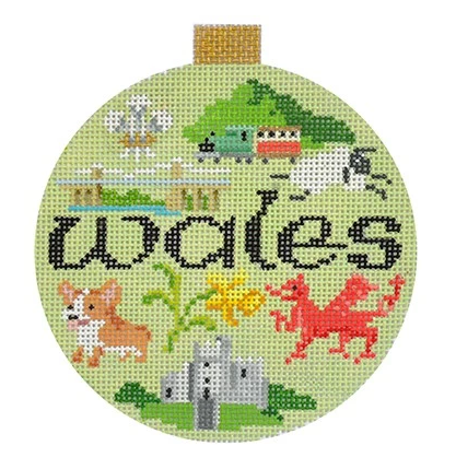 Wales Travel Round Needlepoint Canvas - KC Needlepoint