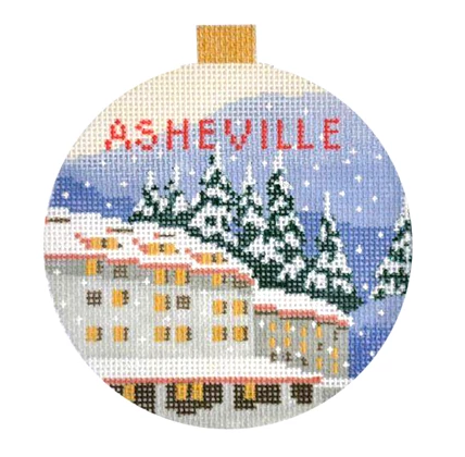 Asheville Travel Round Needlepoint Canvas - KC Needlepoint
