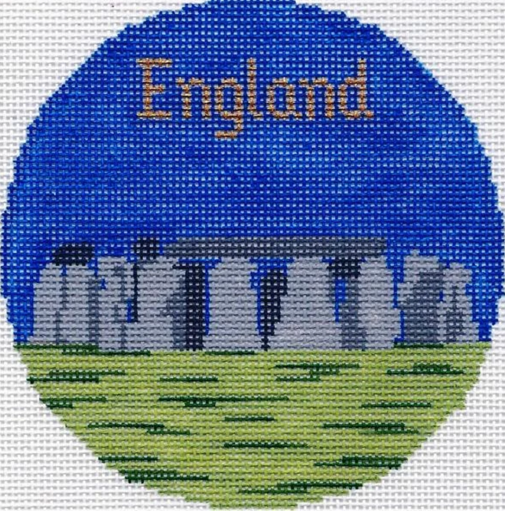 England 4" Travel Round Needlepoint Canvas - KC Needlepoint