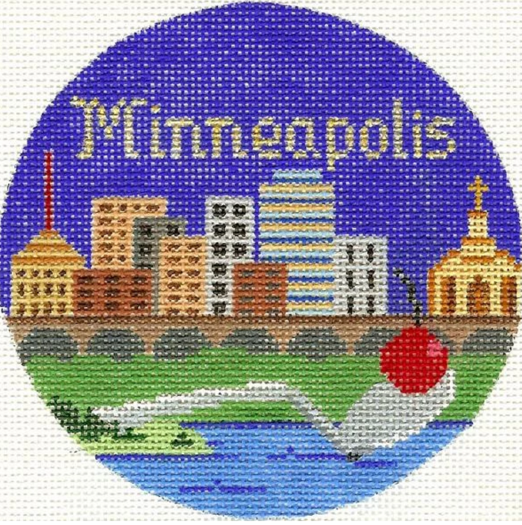Minneapolis 4 1/4" Travel Round Needlepoint Canvas - KC Needlepoint