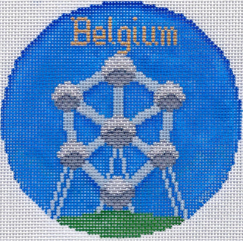 Belgium 4 1/4" Travel Round Needlepoint Canvas - KC Needlepoint