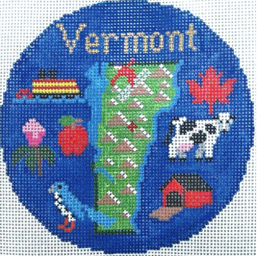 Vermont 4 1/4" Travel Round Needlepoint Canvas - KC Needlepoint