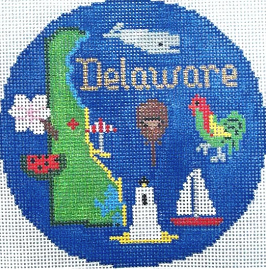 Delaware 4 1/4" Travel Round Needlepoint Canvas - KC Needlepoint