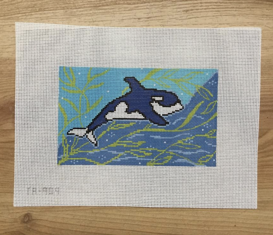 Blue Whale Swimming Canvas - KC Needlepoint