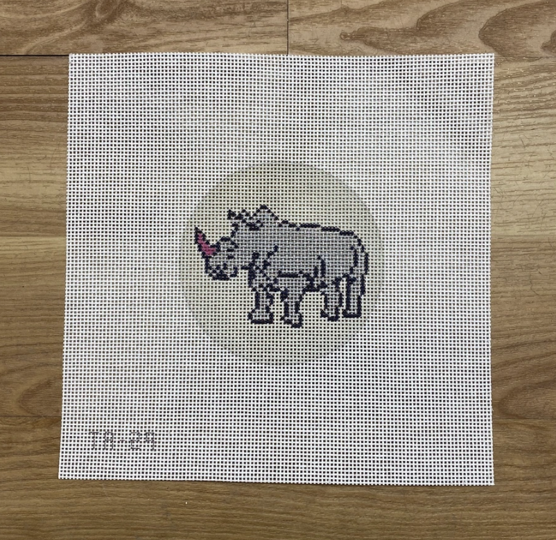Rosie the Rhinoceros Needlepoint Canvas - KC Needlepoint
