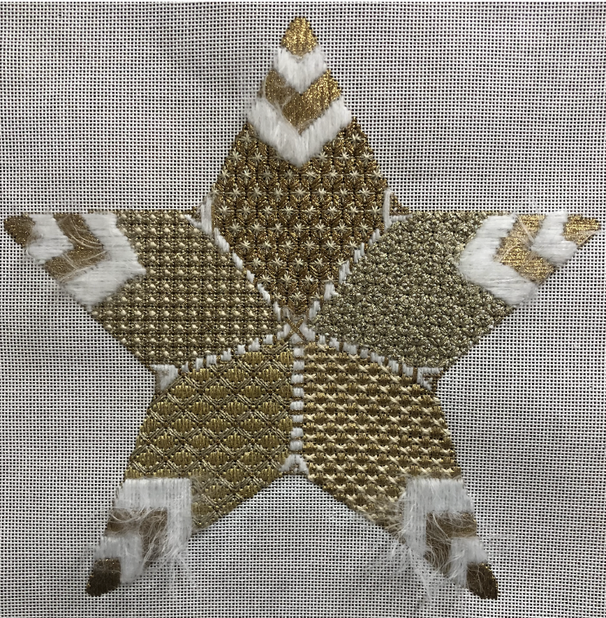 Gold Star Tree Topper Canvas - KC Needlepoint