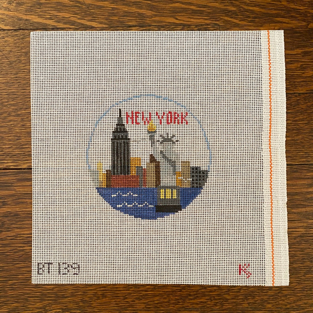 New York Travel Round Canvas - needlepoint