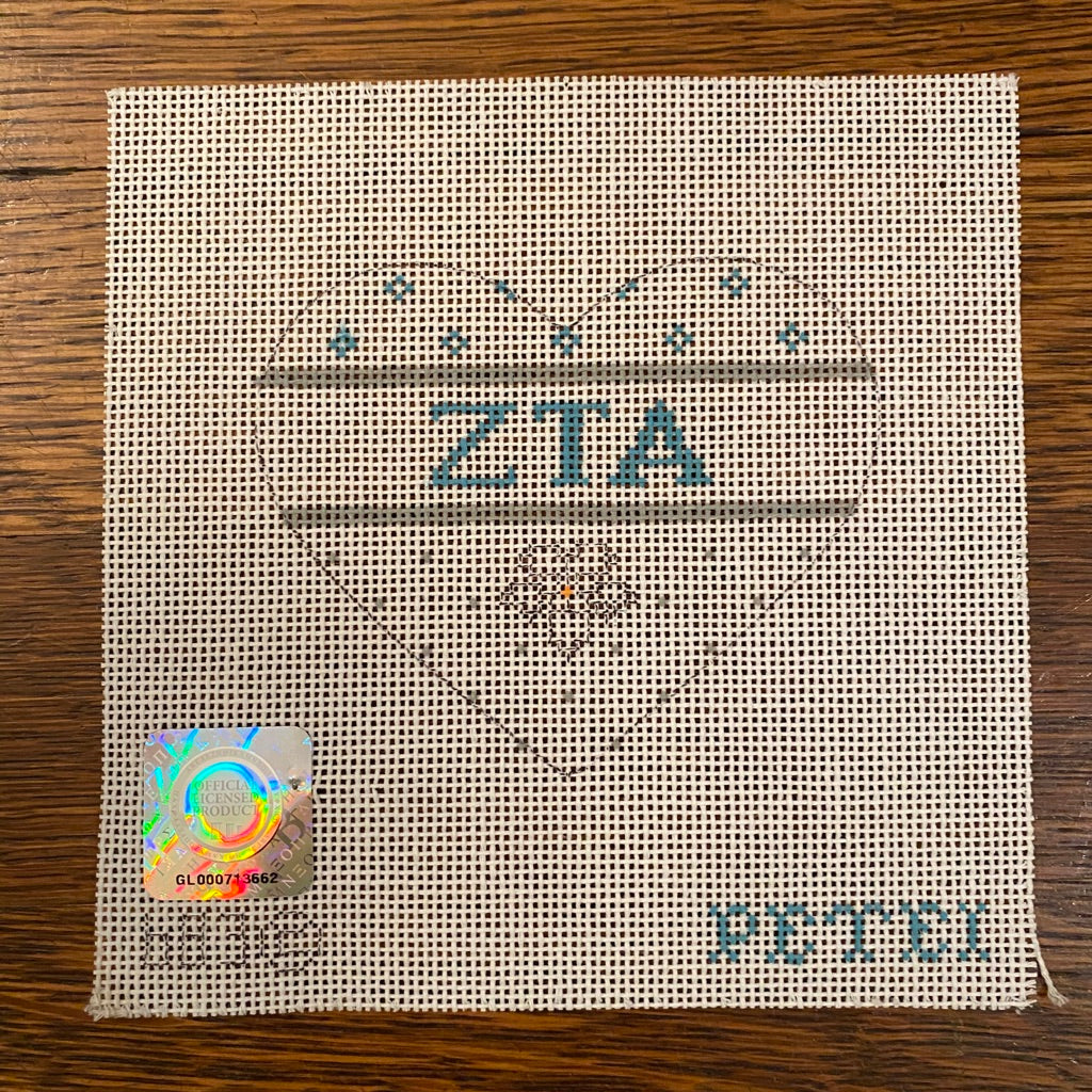 Zeta Tau Alpha Small Heart Canvas - KC Needlepoint