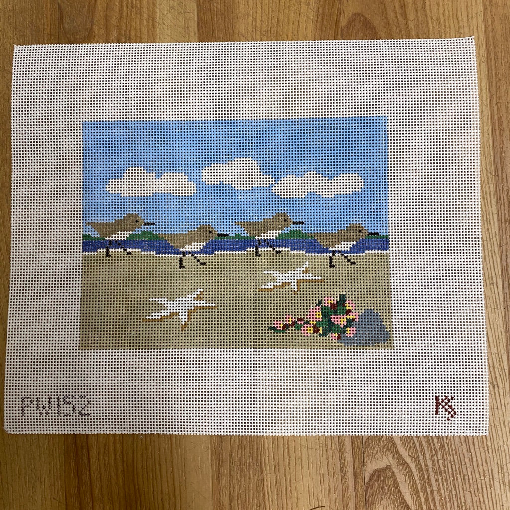 Sandpipers Pillow Canvas - needlepoint