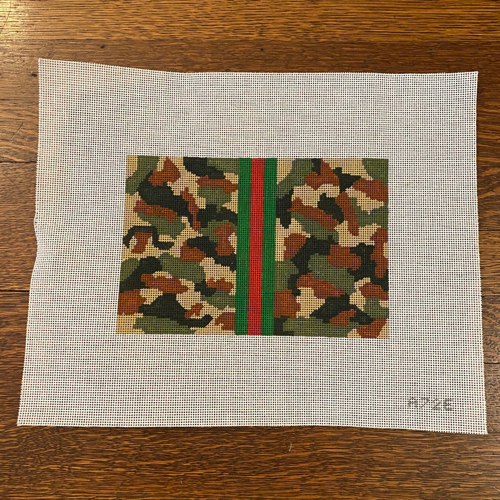 Khaki Camouflage Clutch Canvas - needlepoint