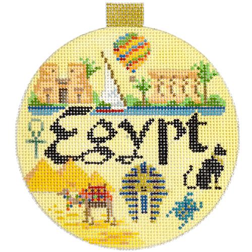 Egypt Travel Round Canvas - KC Needlepoint