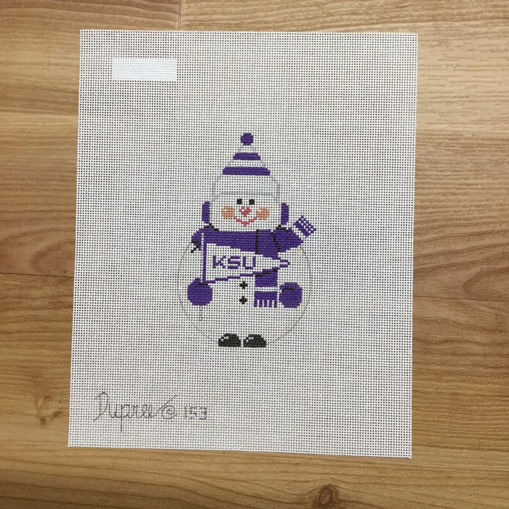 KSU Snowman Canvas - KC Needlepoint