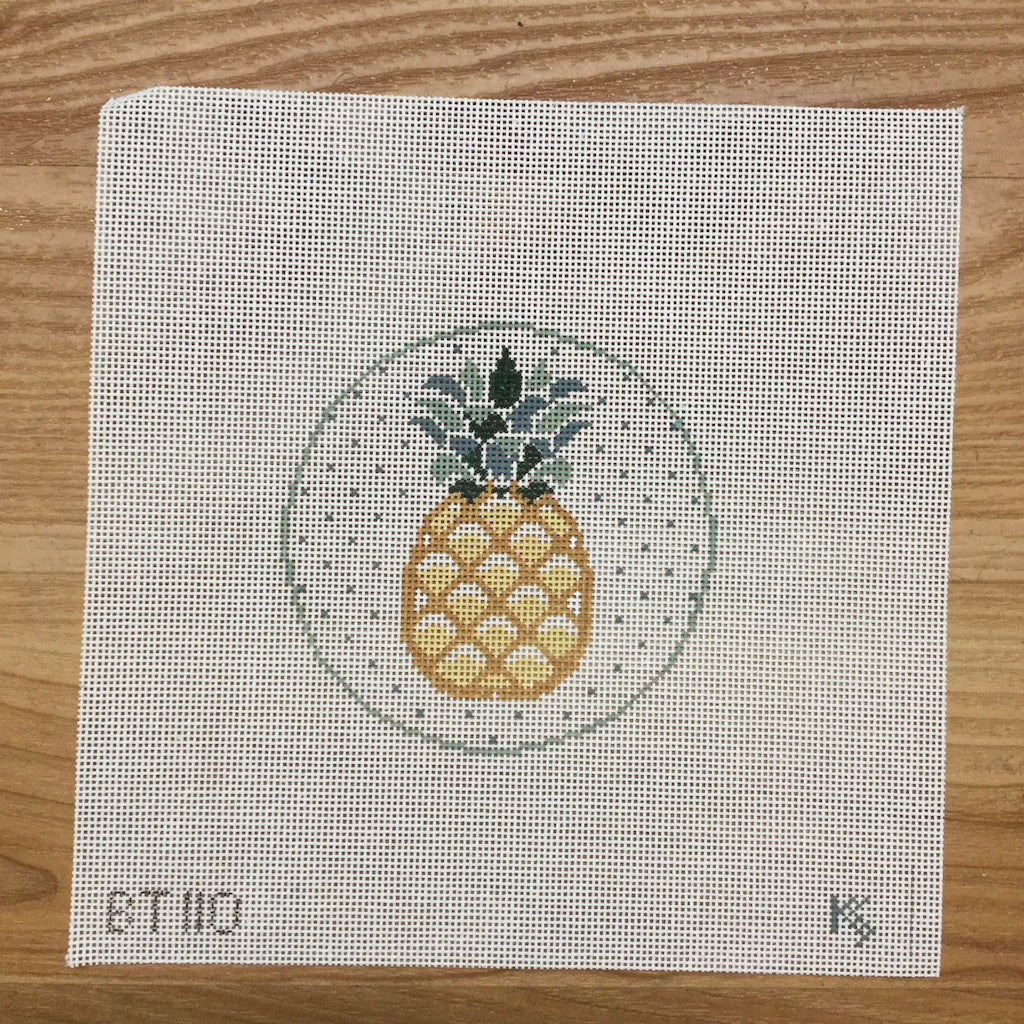 Pineapple Round Canvas - KC Needlepoint