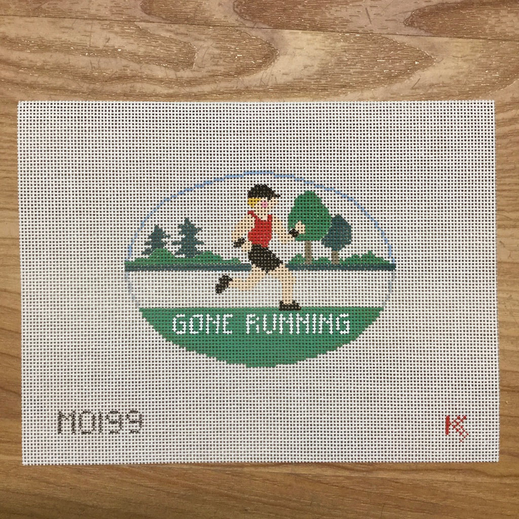 Gone Running Oval Canvas - KC Needlepoint