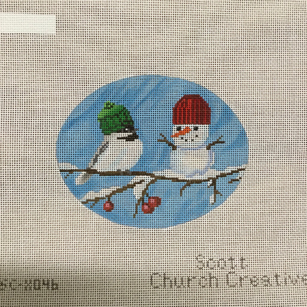 Bird and Snowman Canvas - KC Needlepoint
