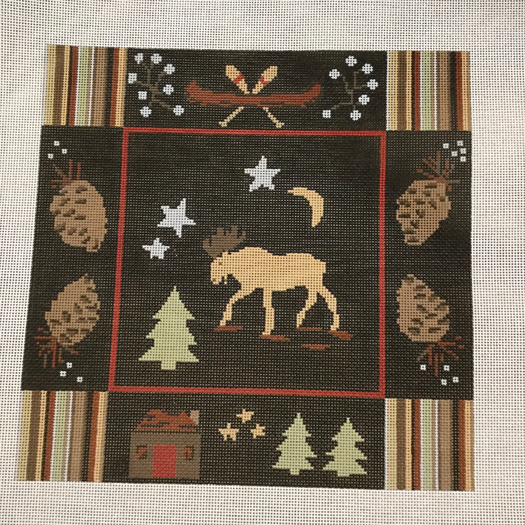 Night Moose Canvas - KC Needlepoint