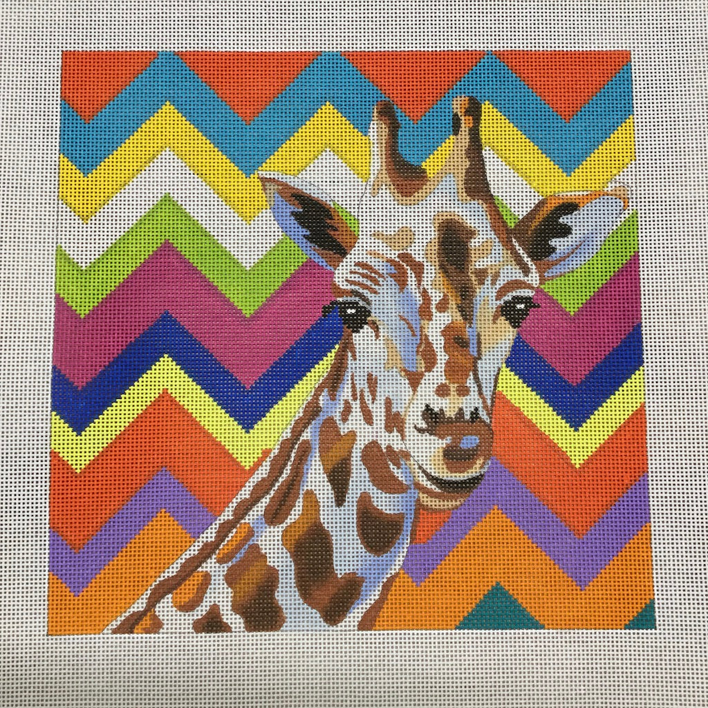 Colorful Giraffe Canvas - KC Needlepoint