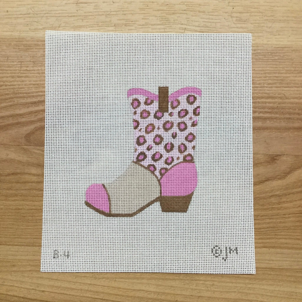 Pink Cowboy Boot Canvas - KC Needlepoint