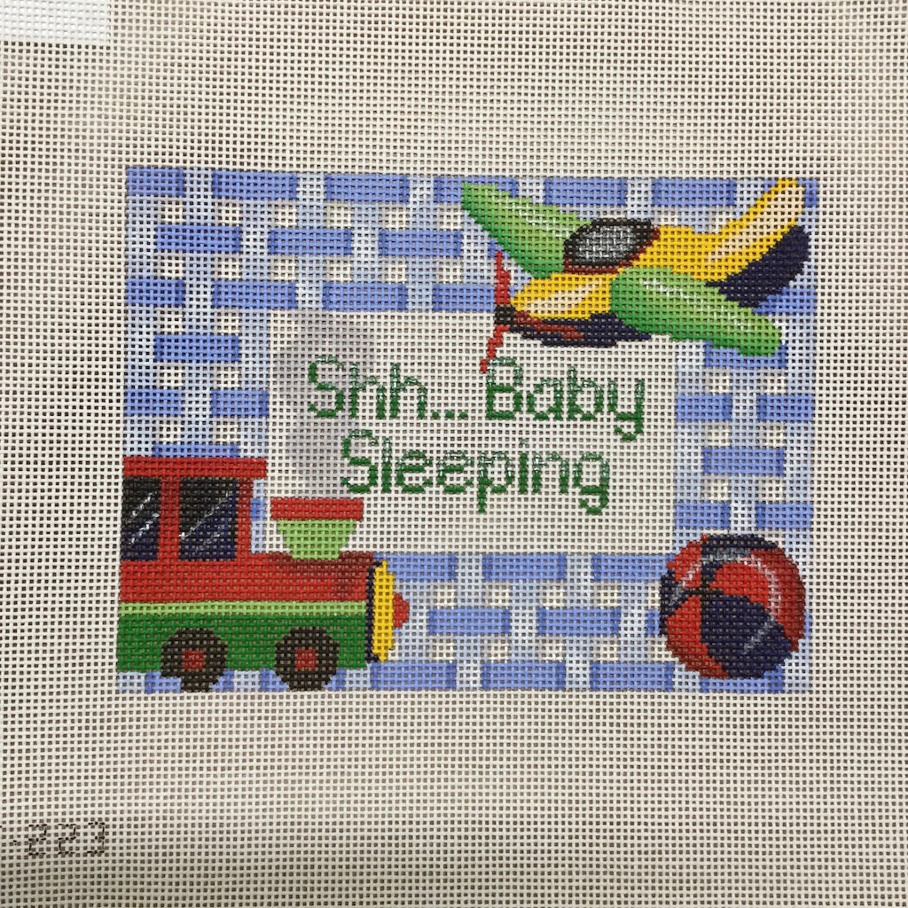 Train Baby Sleeping Canvas - KC Needlepoint