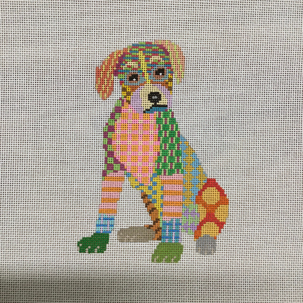 Colorful Small Boxer Canvas - KC Needlepoint