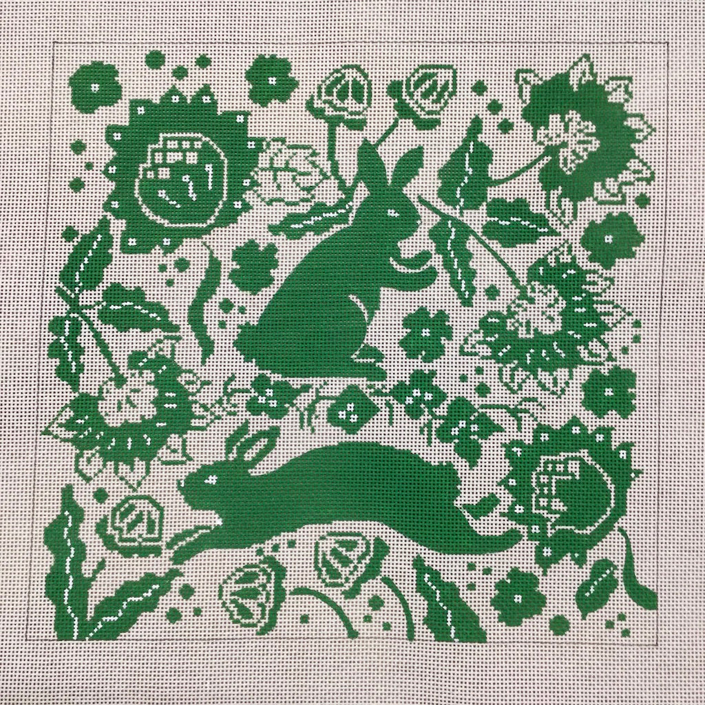 Green Bunny Needlepoint Canvas - KC Needlepoint